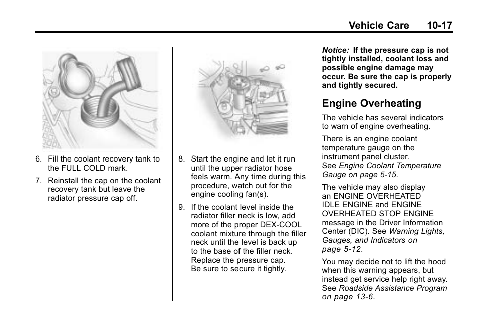 Engine overheating, Engine overheating -17, High | Vehicle care 10-17 | Buick 2010 Enclave User Manual | Page 319 / 440