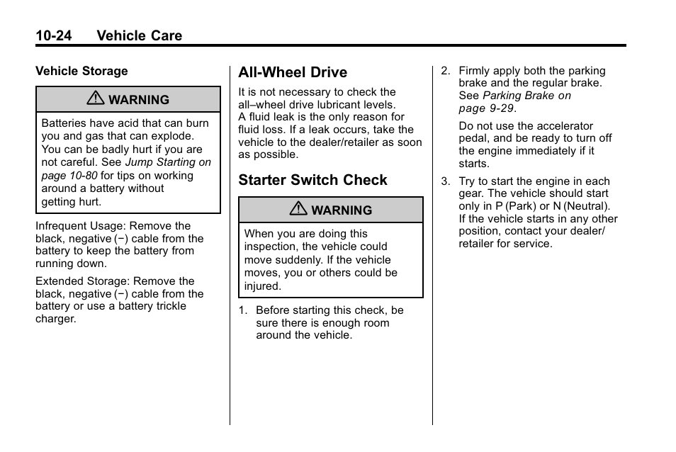 All-wheel drive, Starter switch check, All-wheel drive -24 starter switch check -24 | Buick 2010 Enclave User Manual | Page 326 / 440