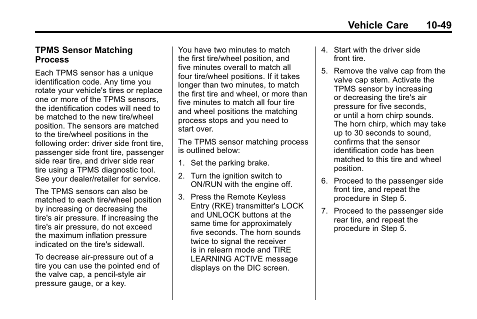 Vehicle care 10-49 | Buick 2010 Enclave User Manual | Page 351 / 440