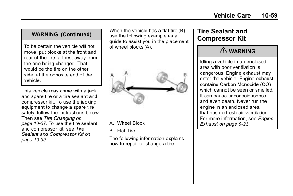 Tire sealant and compressor kit, Tire sealant and, Compressor kit -59 | Buick 2010 Enclave User Manual | Page 361 / 440