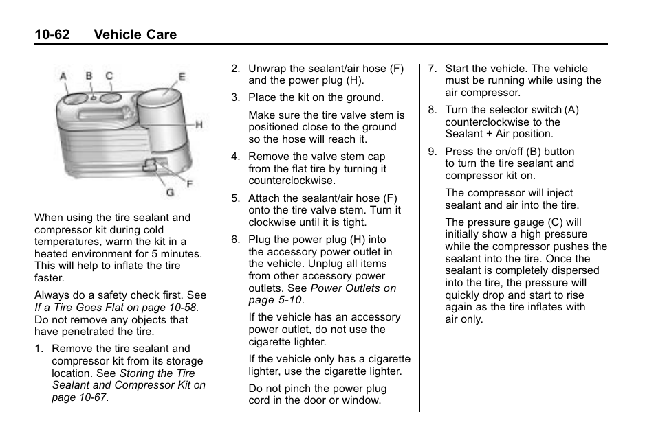 62 vehicle care | Buick 2010 Enclave User Manual | Page 364 / 440