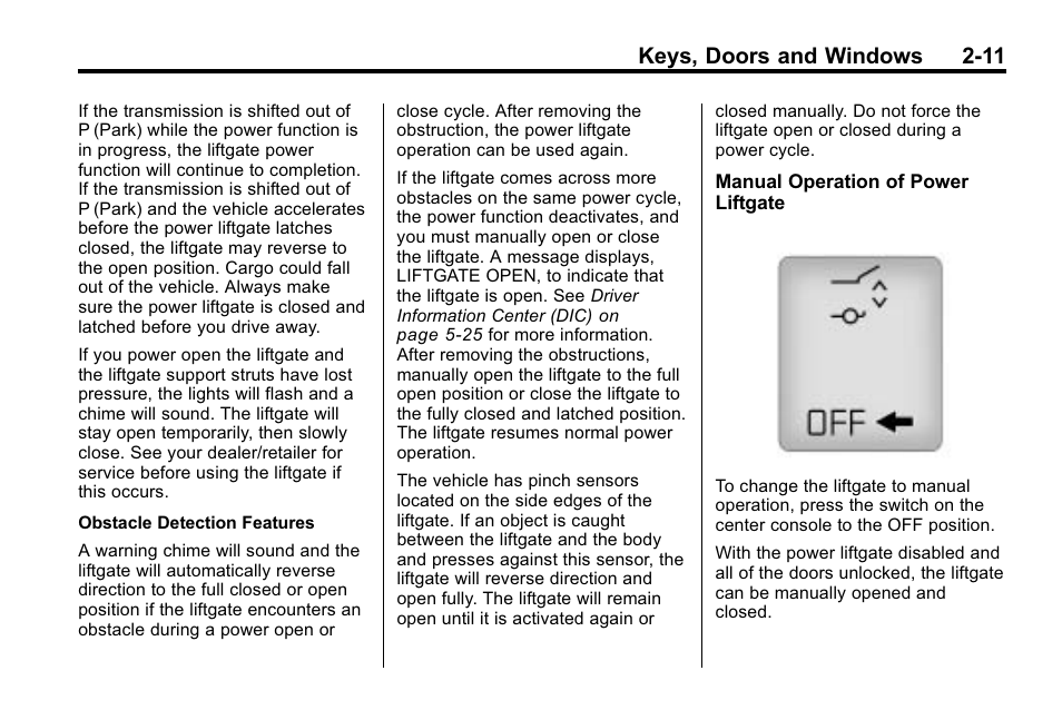Keys, doors and windows 2-11 | Buick 2010 Enclave User Manual | Page 39 / 440