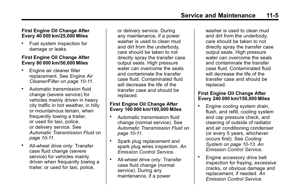 Service and maintenance 11-5 | Buick 2010 Enclave User Manual | Page 401 / 440