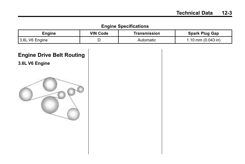 Engine drive belt routing, Engine drive belt routing -3, This | Technical data 12-3 | Buick 2010 Enclave User Manual | Page 411 / 440