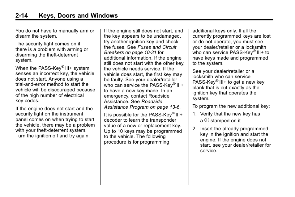 14 keys, doors and windows | Buick 2010 Enclave User Manual | Page 42 / 440