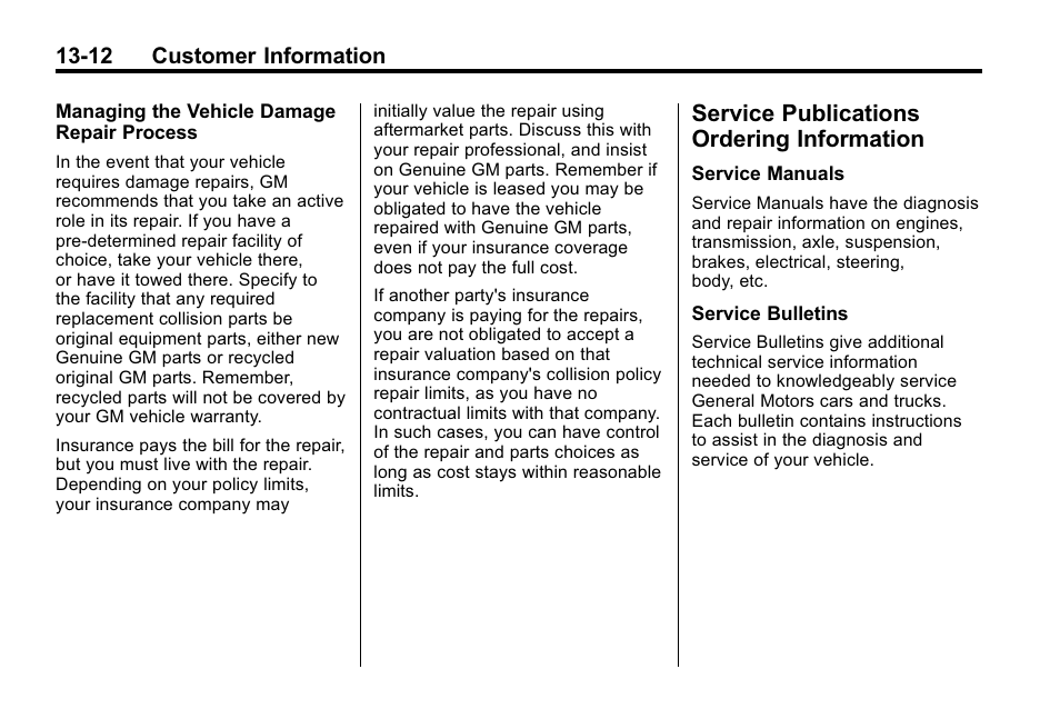 Service publications ordering information, Service publications, Ordering information -12 | Buick 2010 Enclave User Manual | Page 424 / 440