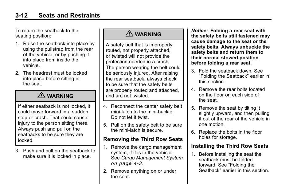 12 seats and restraints | Buick 2010 Enclave User Manual | Page 62 / 440