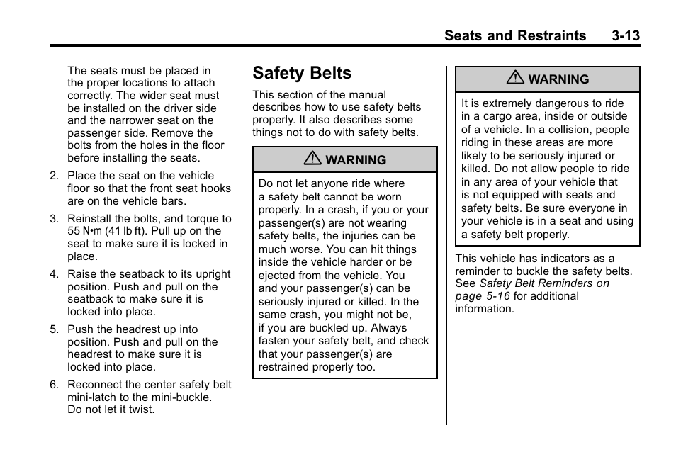 Safety belts, Safety belts -13, Introduction | Adding | Buick 2010 Enclave User Manual | Page 63 / 440