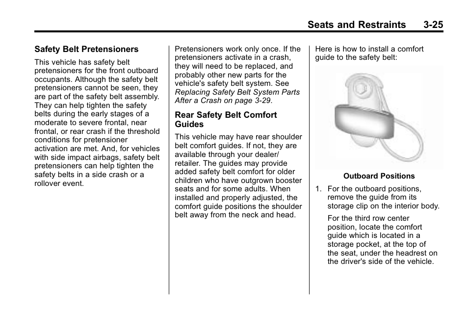 Seats and restraints 3-25 | Buick 2010 Enclave User Manual | Page 75 / 440