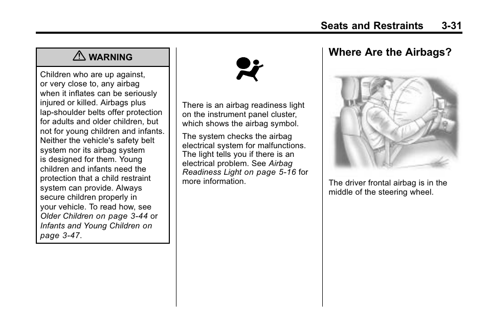 Where are the airbags, Where are the airbags? -31 | Buick 2010 Enclave User Manual | Page 81 / 440