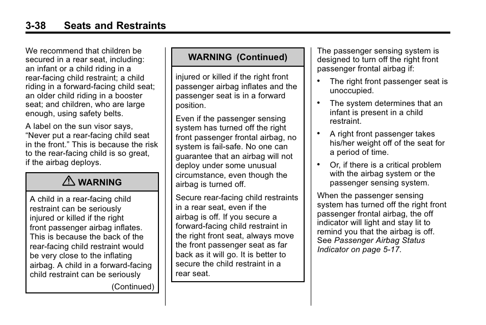 38 seats and restraints | Buick 2010 Enclave User Manual | Page 88 / 440