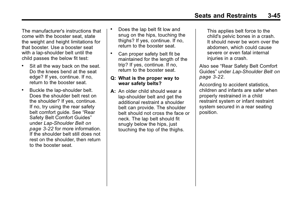Seats and restraints 3-45 | Buick 2010 Enclave User Manual | Page 95 / 440