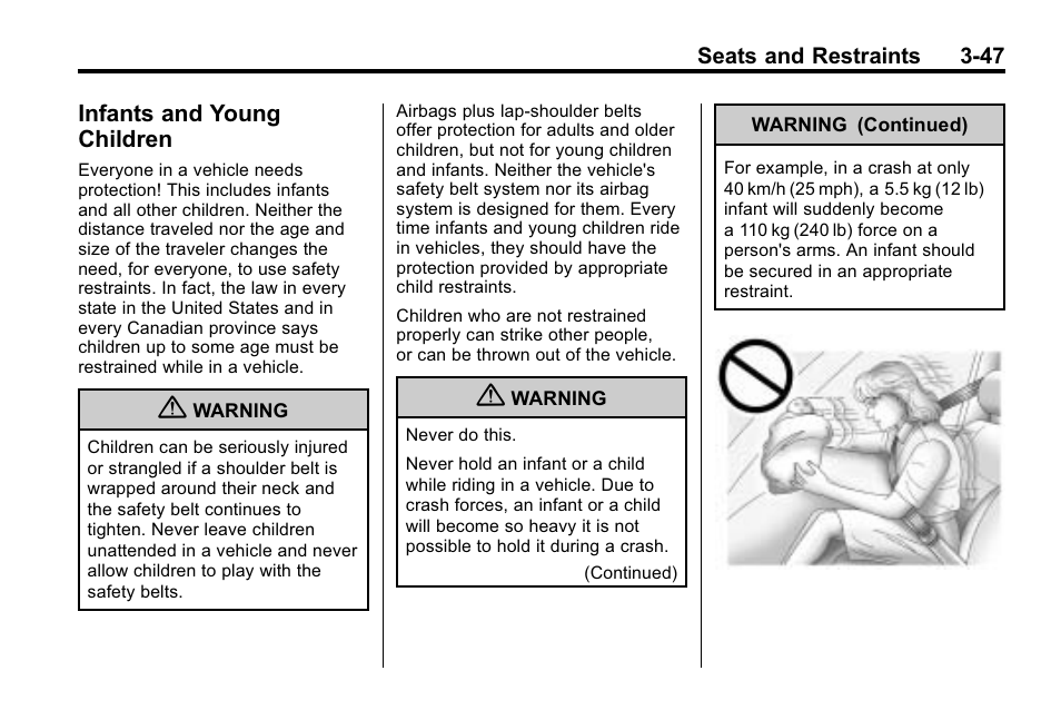Infants and young children, Infants and young, Children -47 | Buick 2010 Enclave User Manual | Page 97 / 440