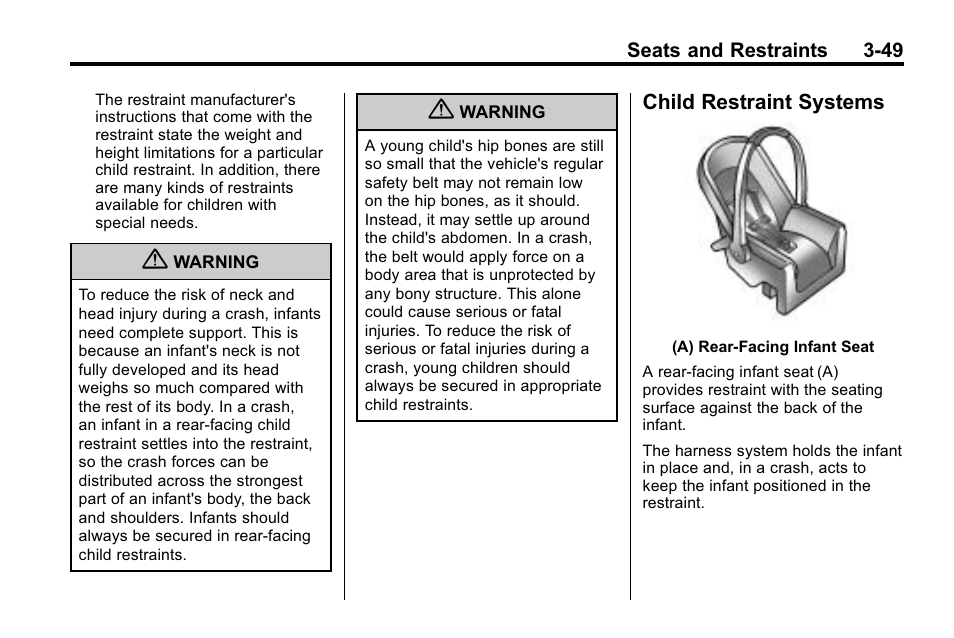 Child restraint systems, Child restraint systems -49 | Buick 2010 Enclave User Manual | Page 99 / 440
