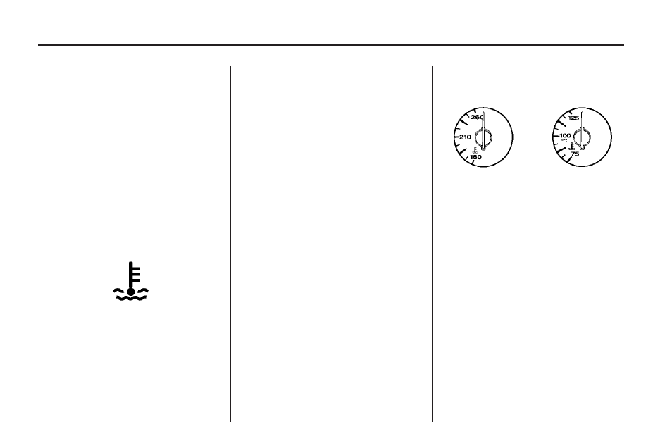 Engine coolant temperature warning light, Engine coolant temperature gage, Engine coolant temperature | Warning light -36, Engine coolant, Temperature gage -36 | Buick 2009 Enclave User Manual | Page 154 / 410