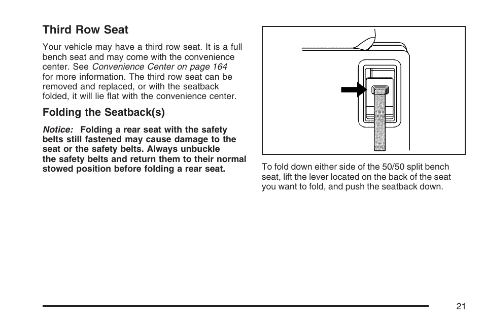 Third row seat | Buick 2007 Terraza User Manual | Page 21 / 562