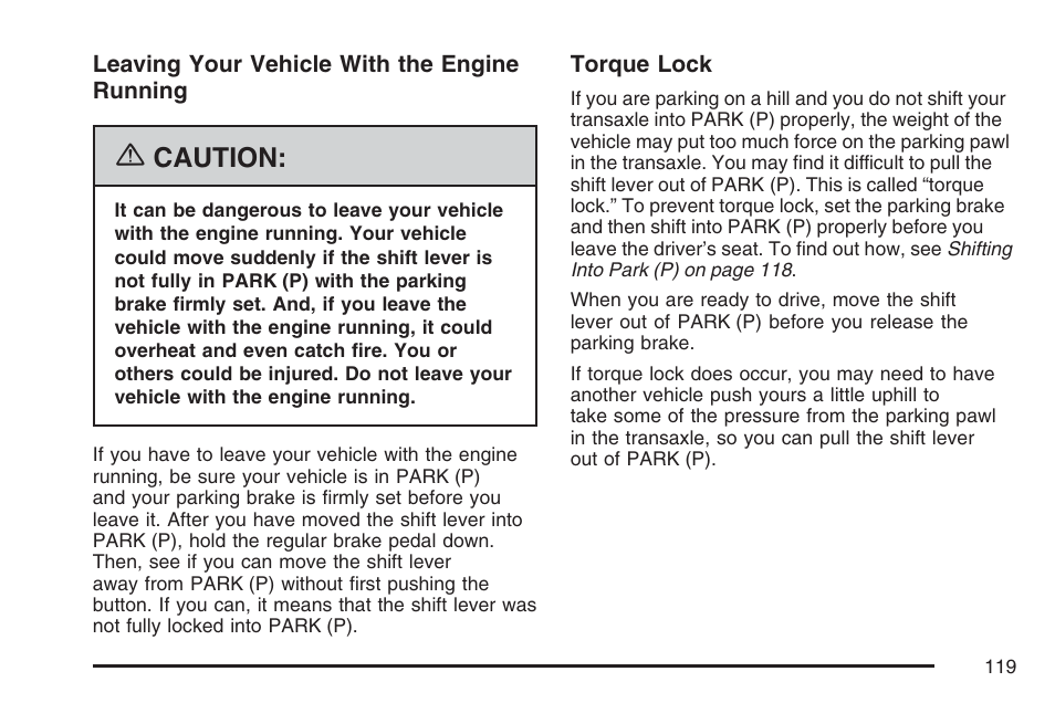 Caution | Buick 2007 LaCrosse User Manual | Page 119 / 512