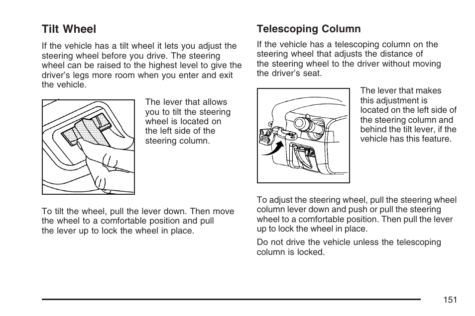 Tilt wheel | Buick 2007 LaCrosse User Manual | Page 151 / 512