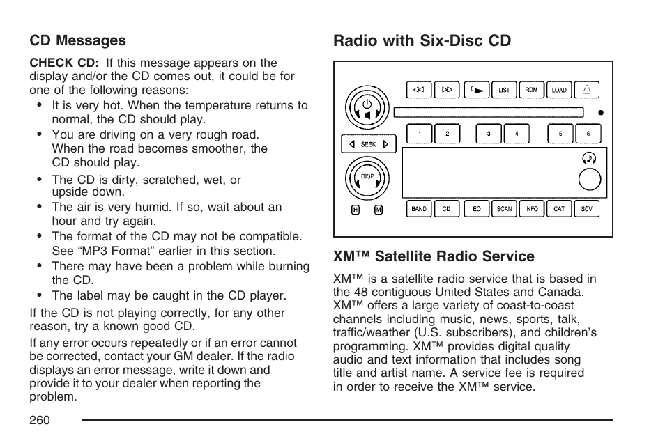 Radio with six-disc cd | Buick 2007 LaCrosse User Manual | Page 260 / 512