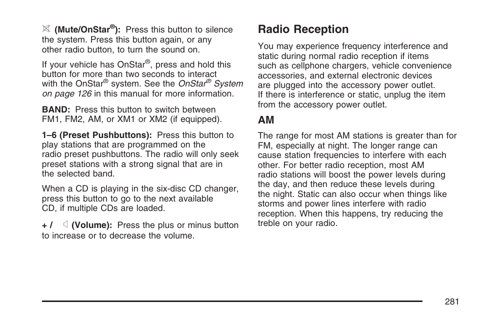 Radio reception | Buick 2007 LaCrosse User Manual | Page 281 / 512