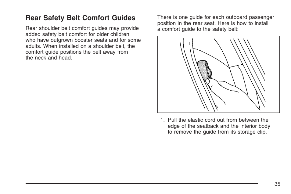 Rear safety belt comfort guides | Buick 2007 LaCrosse User Manual | Page 35 / 512