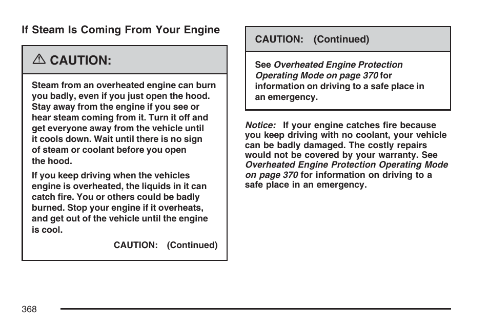 Caution | Buick 2007 LaCrosse User Manual | Page 368 / 512