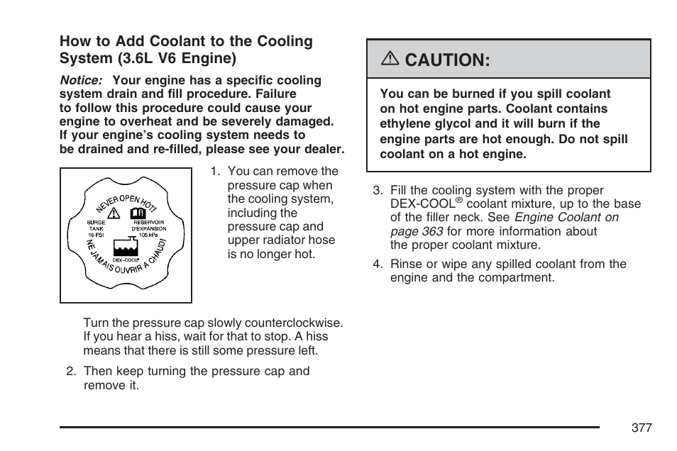 Caution | Buick 2007 LaCrosse User Manual | Page 377 / 512