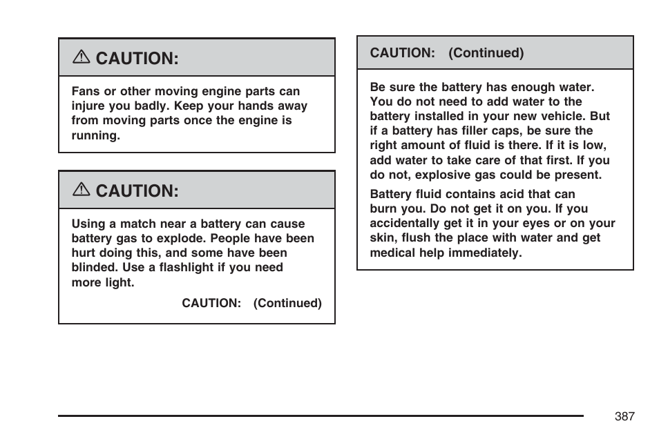 Caution | Buick 2007 LaCrosse User Manual | Page 387 / 512