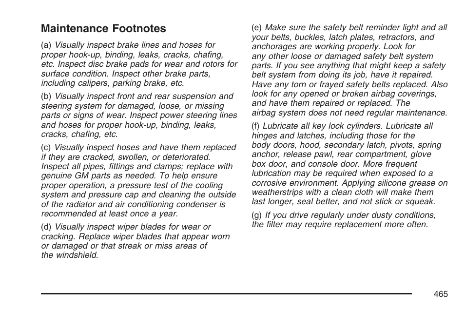 Maintenance footnotes | Buick 2007 LaCrosse User Manual | Page 465 / 512