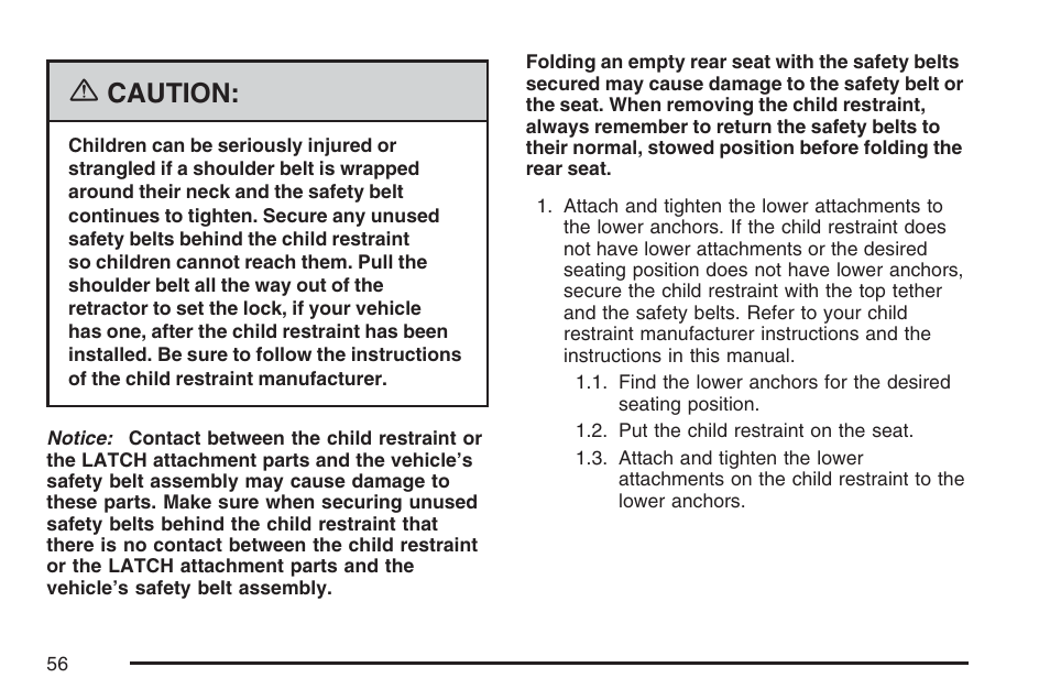Caution | Buick 2007 LaCrosse User Manual | Page 56 / 512