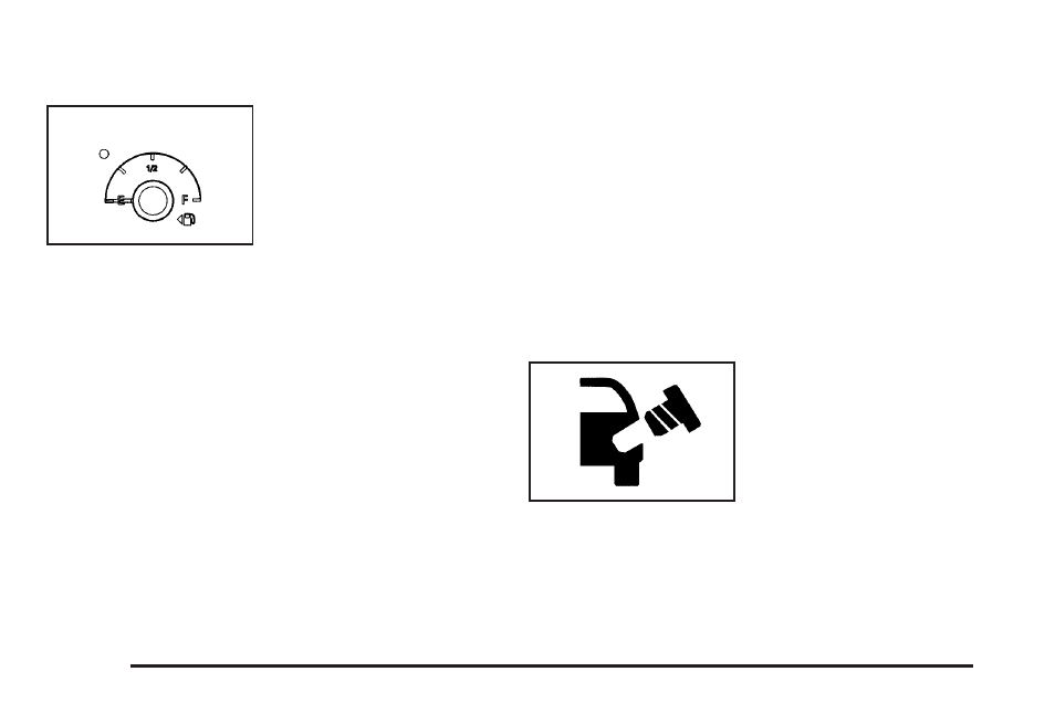 Fuel gage, Low fuel warning light, Check gas cap light | Buick 2006 LaCrosse User Manual | Page 170 / 438