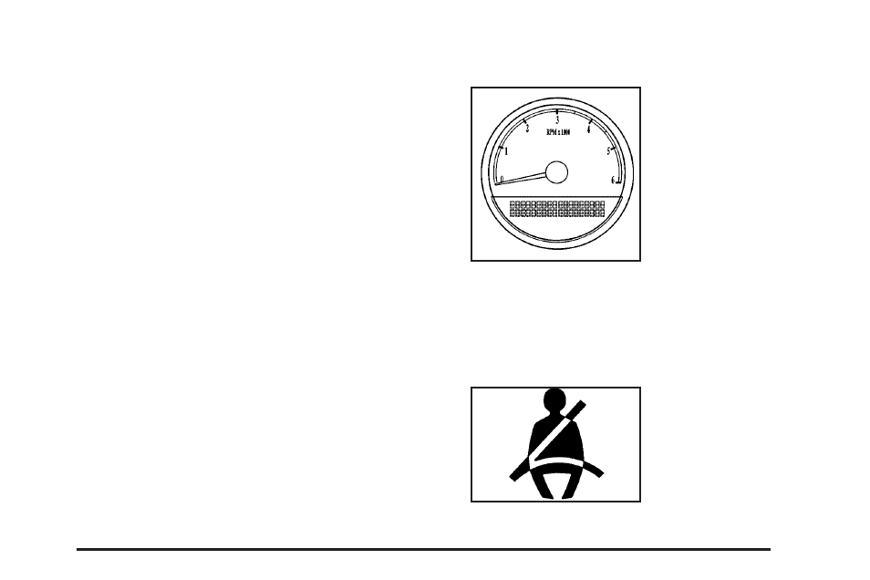 Speedometer and odometer, Trip odometer, Tachometer | Safety belt reminder light | Buick 2005 Terraza User Manual | Page 163 / 428