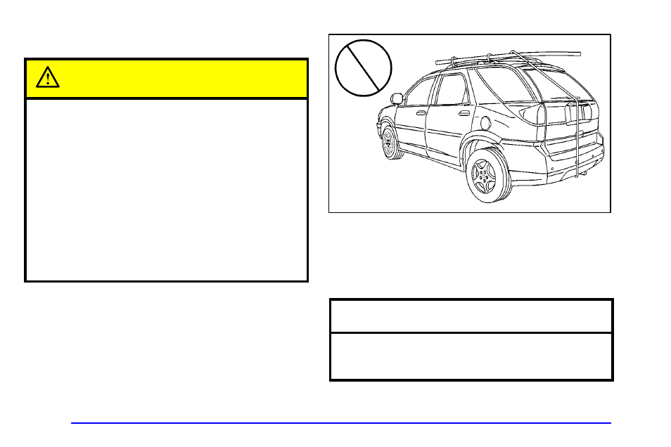 Roof rack system (option), Caution, Notice | Buick 2002 Rendezvous User Manual | Page 158 / 455