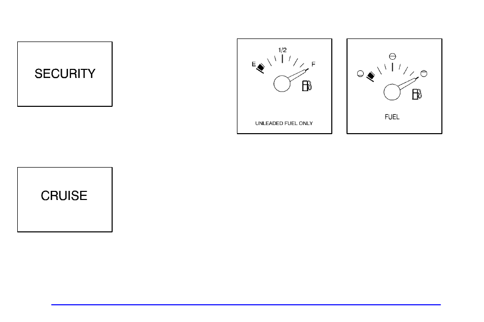 Security light, Cruise light, Fuel gage | Buick 2002 Park Avenue User Manual | Page 149 / 395