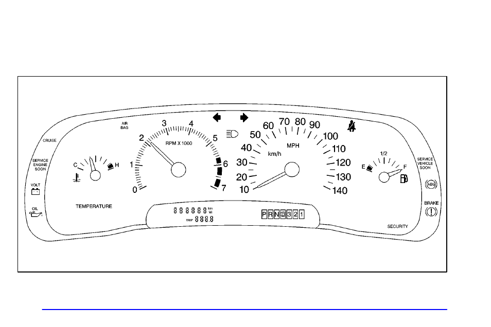 Instrument panel clusters | Buick 2000 Park Avenue User Manual | Page 133 / 392