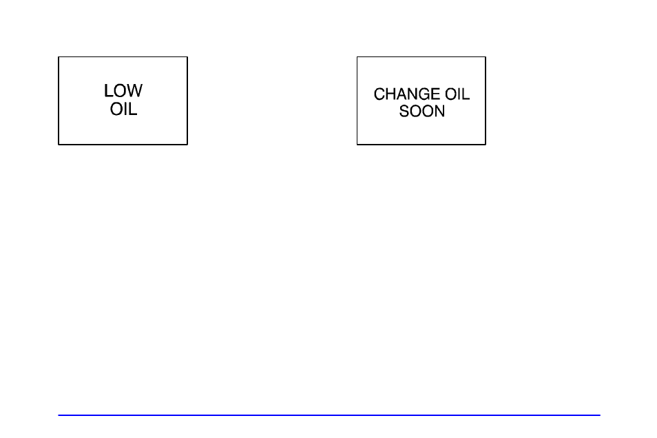 Low oil level light, Change oil soon light | Buick 2000 Century User Manual | Page 134 / 344