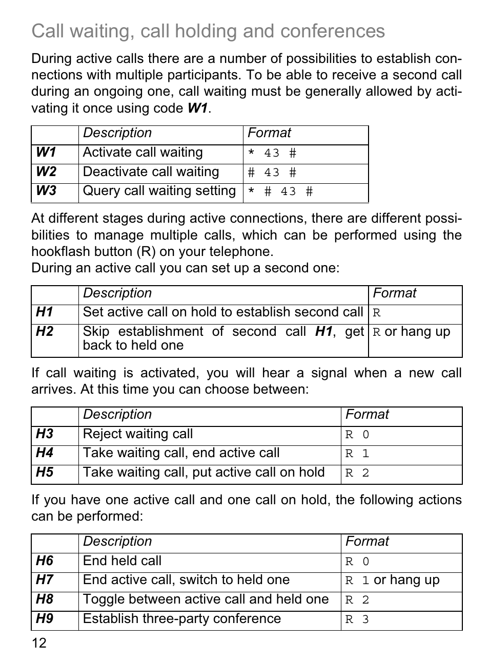 Call waiting, call holding and conferences | 4G Systems XSJack T3e User Manual | Page 12 / 33