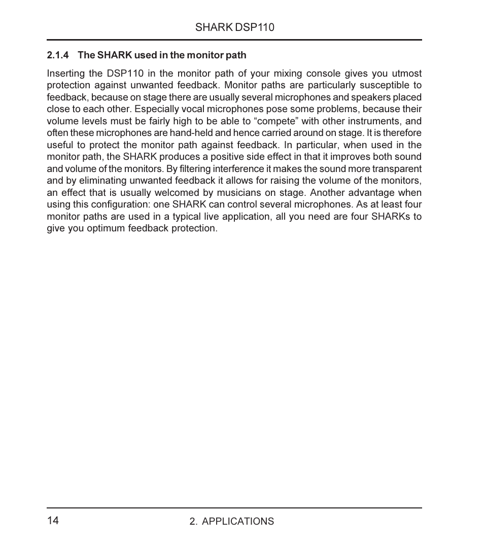 Behringer SHARK DSP110 User Manual | Page 14 / 25