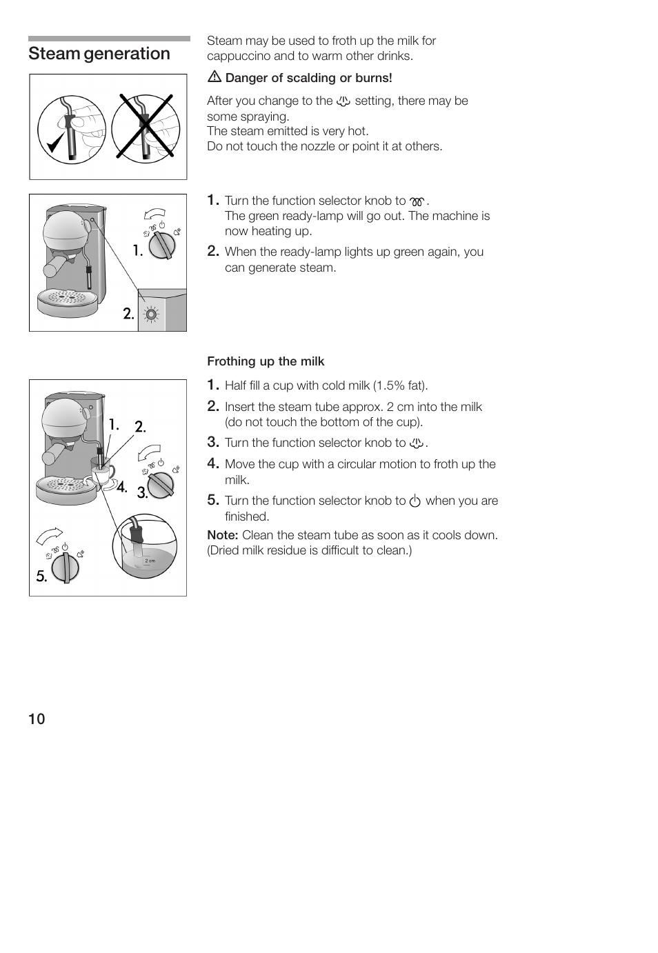 Steam generation | Bosch TCA 4101 UC User Manual | Page 10 / 56
