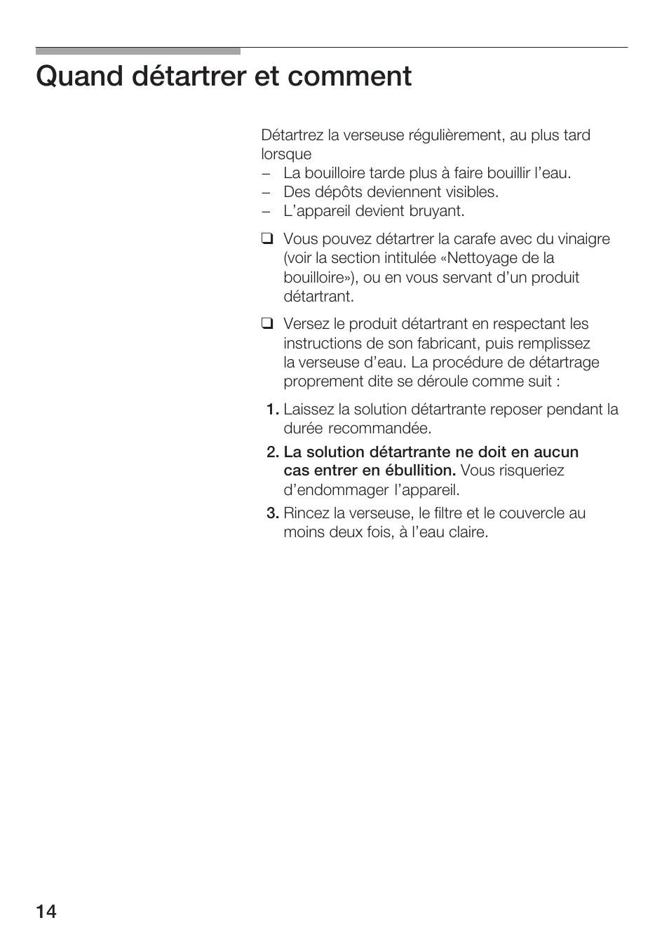 Quand détartrer et comment | Bosch TWK 911 UC User Manual | Page 14 / 24