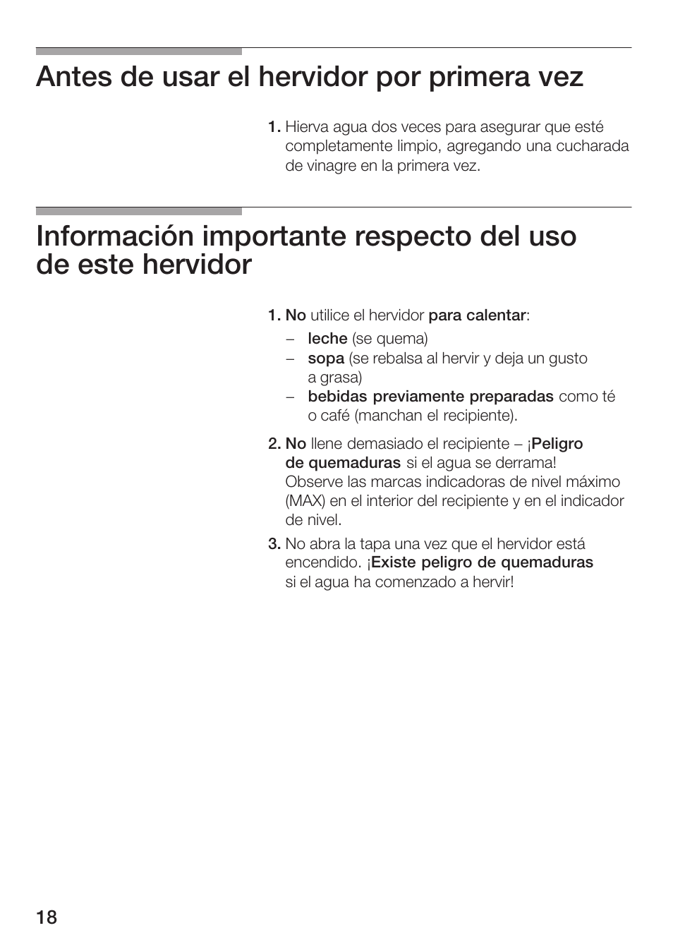 Antes de usar el hervidor por primera vez | Bosch TWK 911 UC User Manual | Page 18 / 24