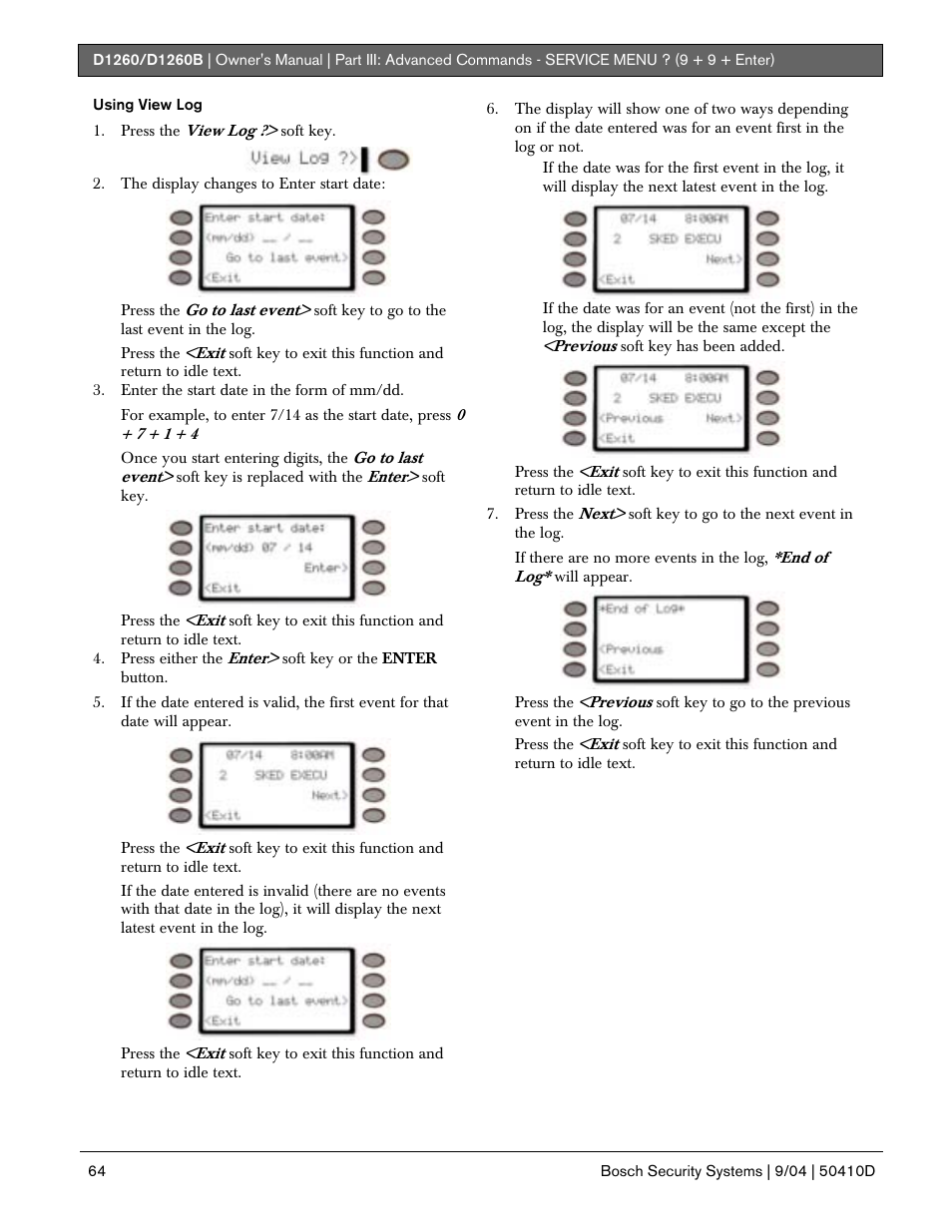 Bosch D1260 User Manual | Page 64 / 100