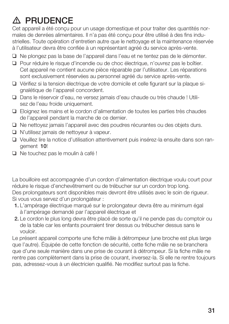 D prudence | Bosch TCA 6001 UC User Manual | Page 31 / 91