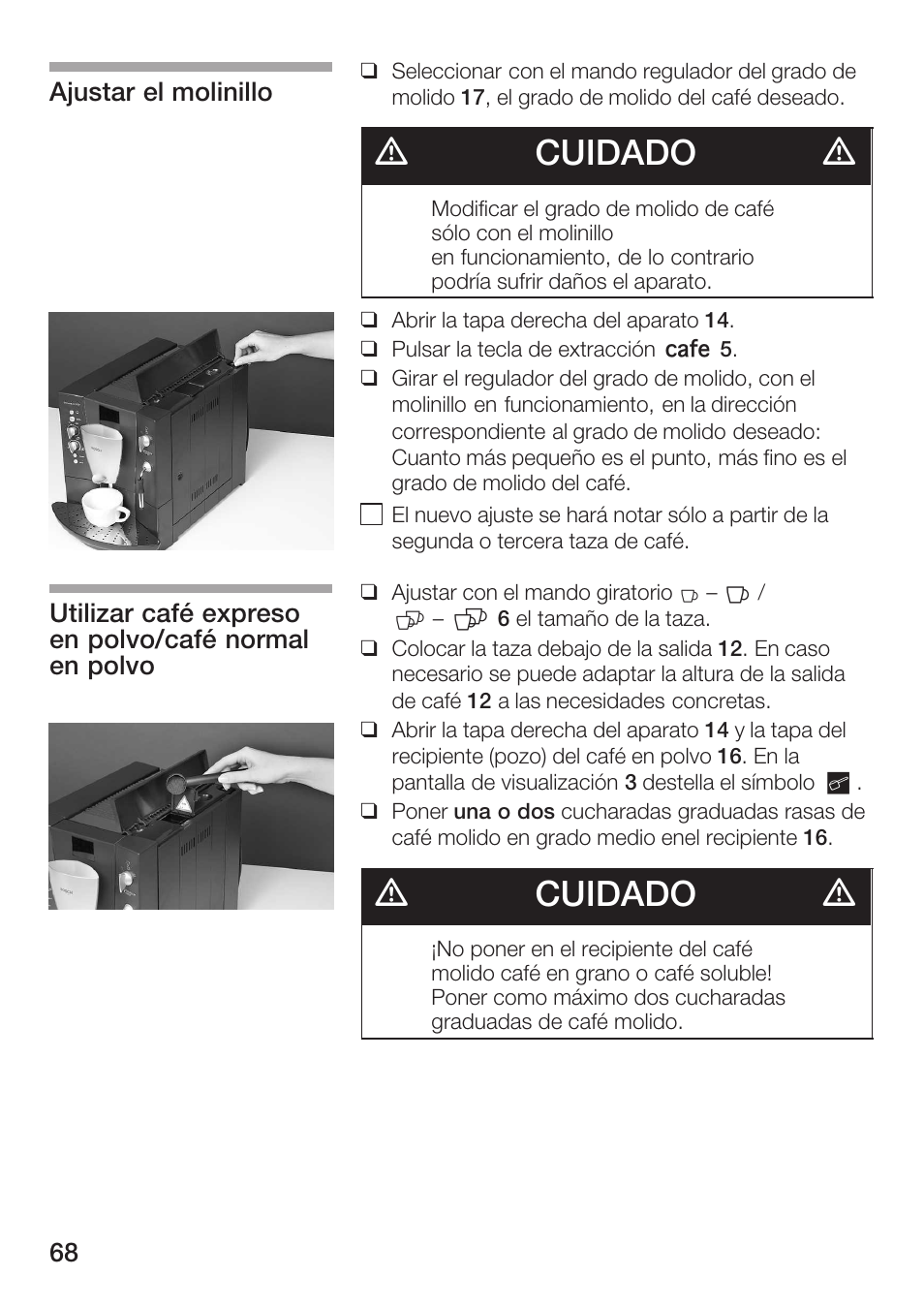 Dcuidado d | Bosch TCA 6001 UC User Manual | Page 68 / 91