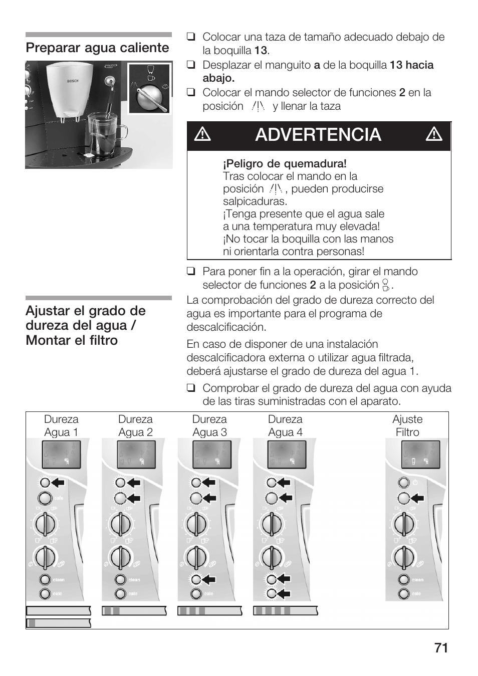 Dadvertencia d | Bosch TCA 6001 UC User Manual | Page 71 / 91