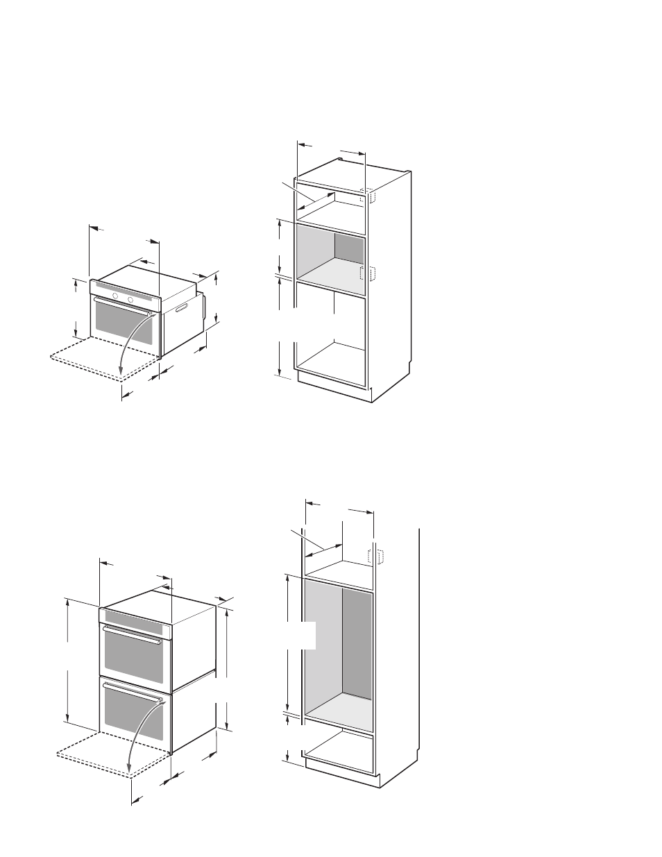 Appareils électroménagers de 30 po, Dimensions pour les appareils muraux de 30 po | Bosch HBN35 User Manual | Page 23 / 48