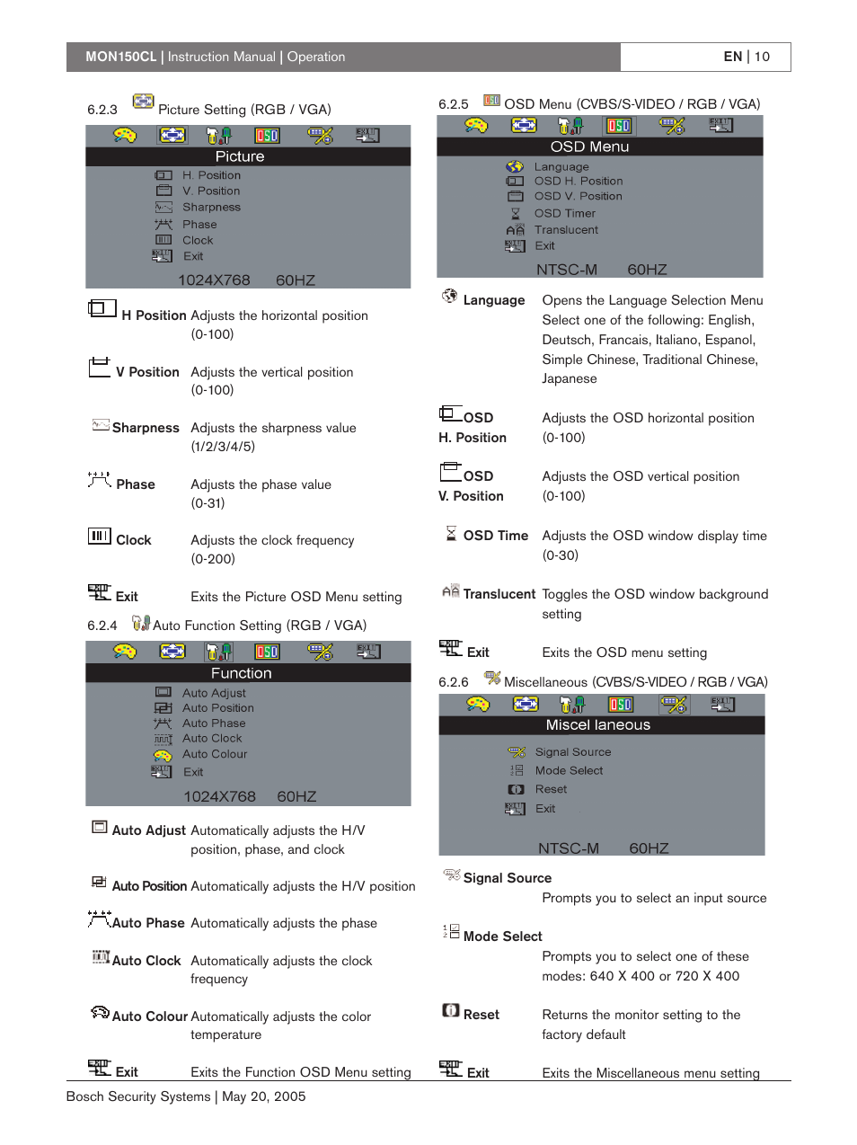 Bosch MON150CL User Manual | Page 10 / 16