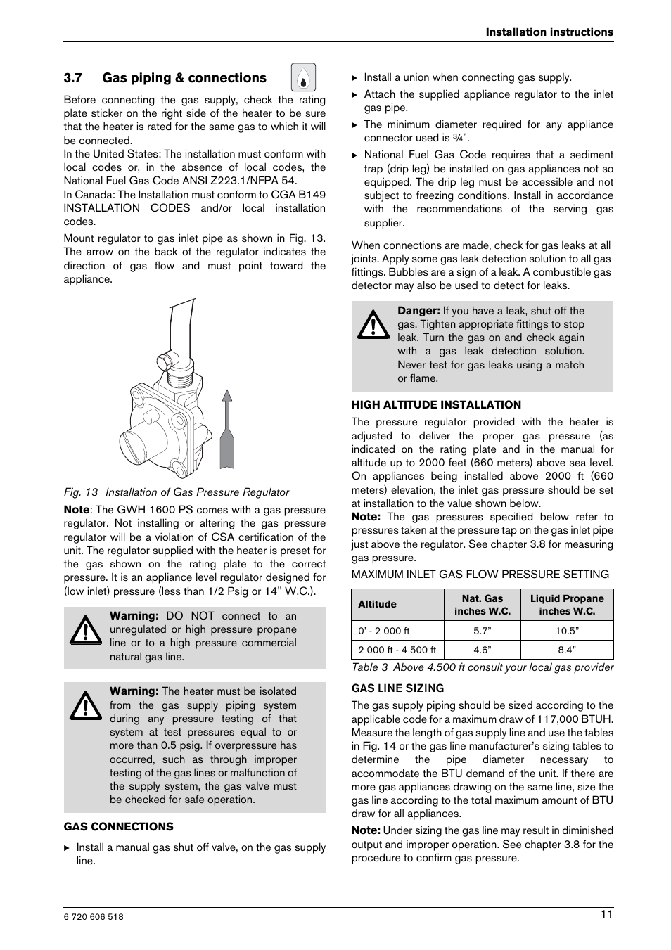 7 gas piping & connections | Bosch GWH 1600 PS User Manual | Page 11 / 28