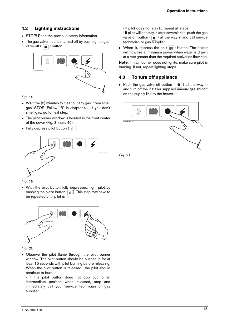 2 lighting instructions, 3 to turn off appliance | Bosch GWH 1600 PS User Manual | Page 15 / 28