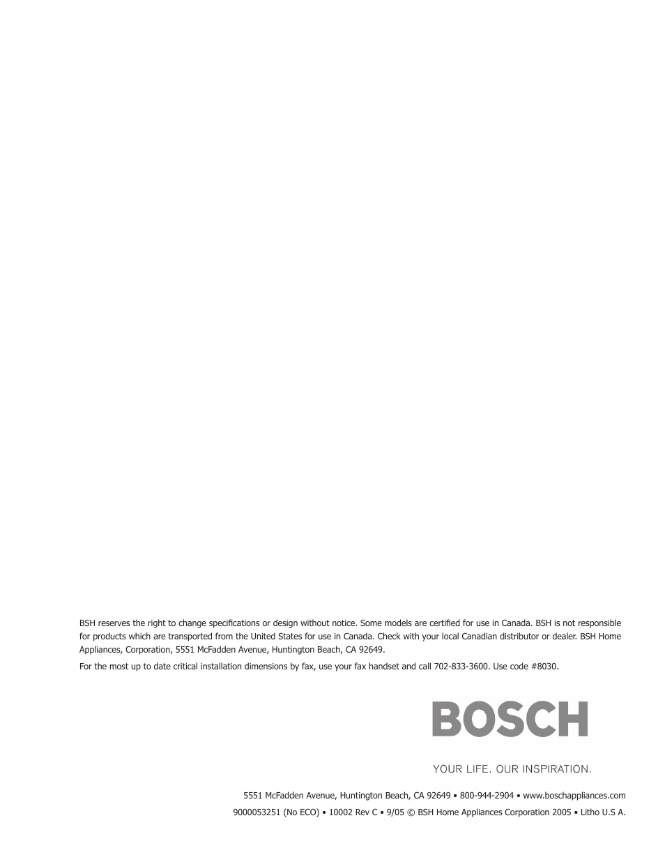 Bosch BOSCH WALL OVENS User Manual | Page 20 / 20